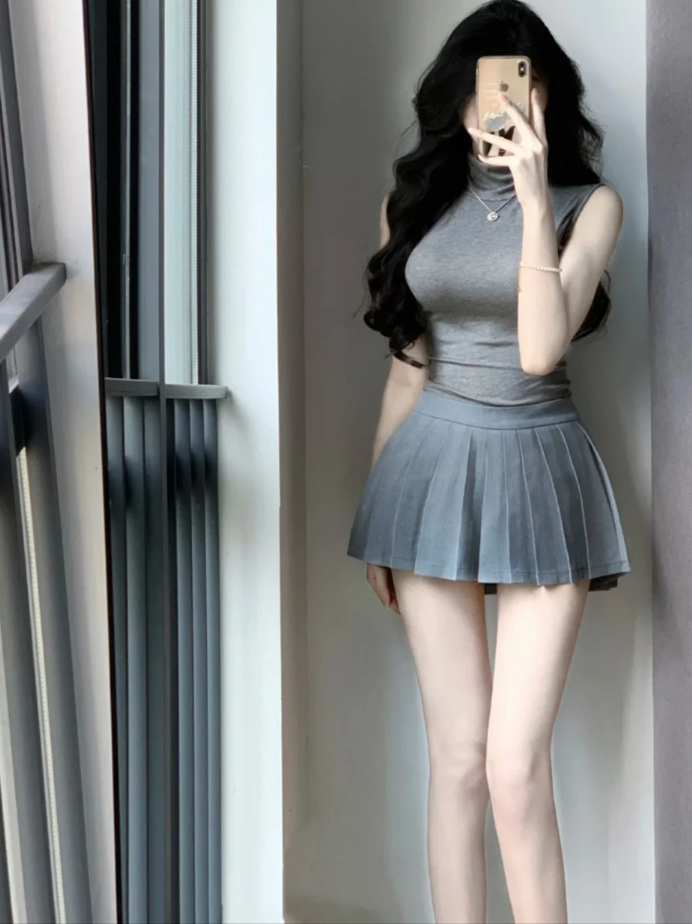 

ay Pleated Skirt Women's Summer High Waist Slimming Anti-Light A-Line Versatile f-length ort Pants Trendy