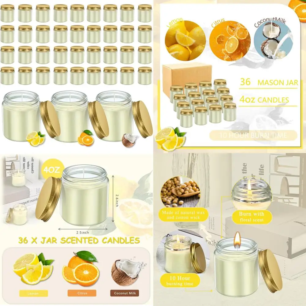 

Набор свечей Mini Mason Jar из 36 лет, ароматические ароматерапевтические свечи емкостью 4 унции, идеально подходят для сувениров на свадьбу и день рождения, оптовые сувениры для вечеринок