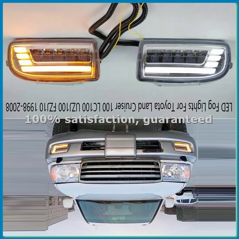 

LED Fog Lights for Land Cruiser 100 LC100 UZJ100 FZJ10 1998-2008 DRL Turn Signal Daytime Driving Lamp-ABHG