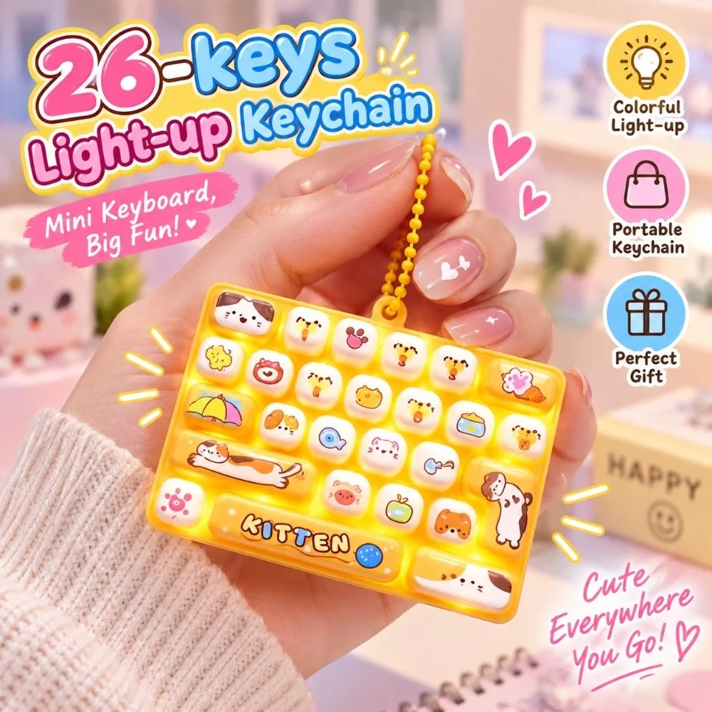 26-Key Decompression Button Transparent Dual-Tone Simulation Keyboard Mini Keyboard Pendant Cute Design With lights