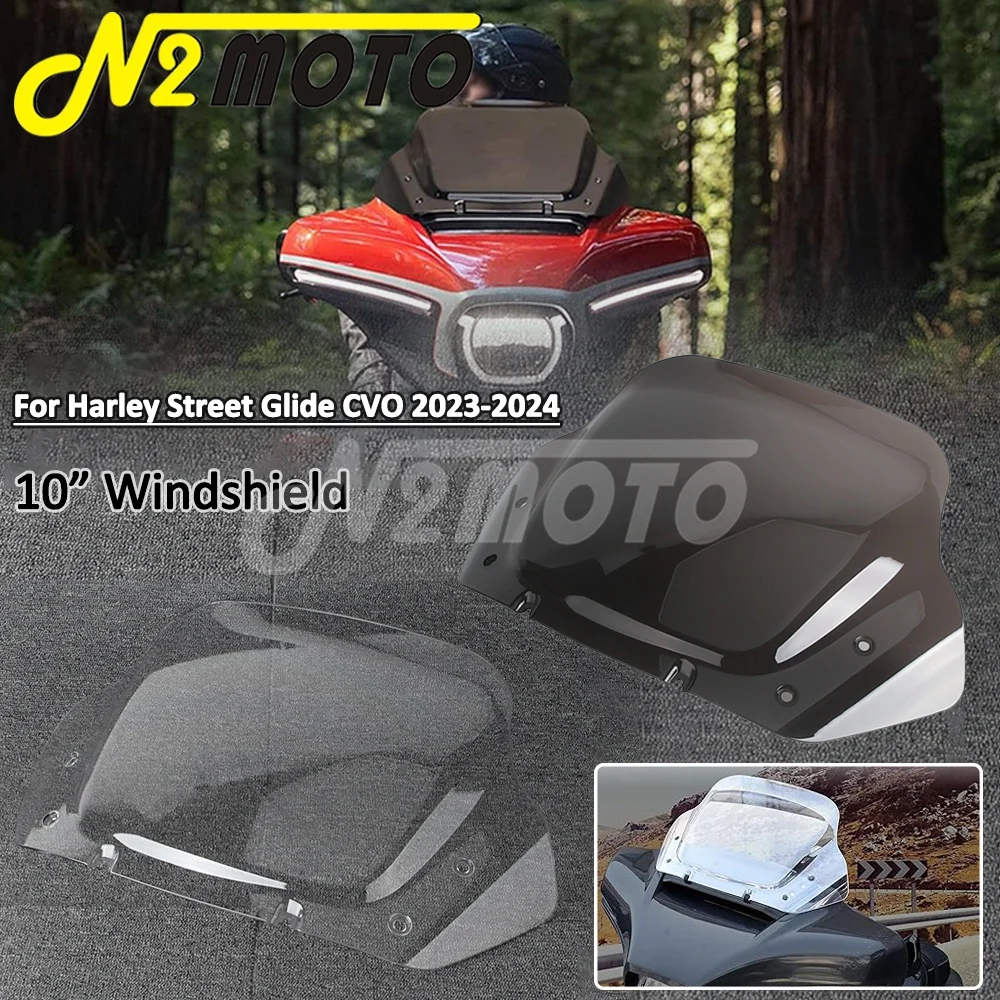 

Motorcycle Front Upper Fairing Windshield For Harley Street Glide CVO 2023-2024 Wind Splitter Deflector Air Spoiler Windscreen