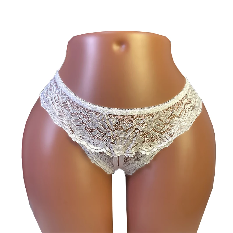 White Open Crotch Transparent Crotchless Exotic Sex Underwear Women's Underpants Sexy Hollow Out Lace Panties Erotic Costumes