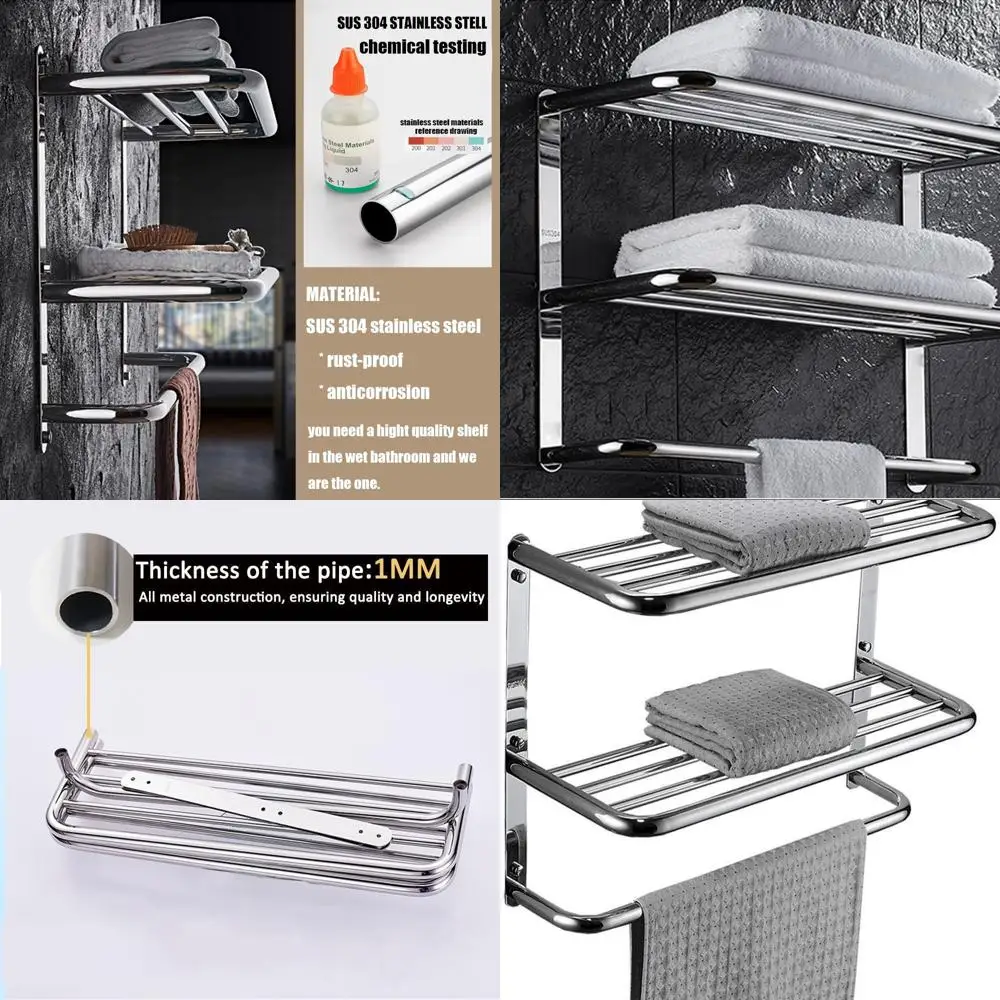 

3-Tier Wall-Mounted Bathroom Shelf with Towel Bars