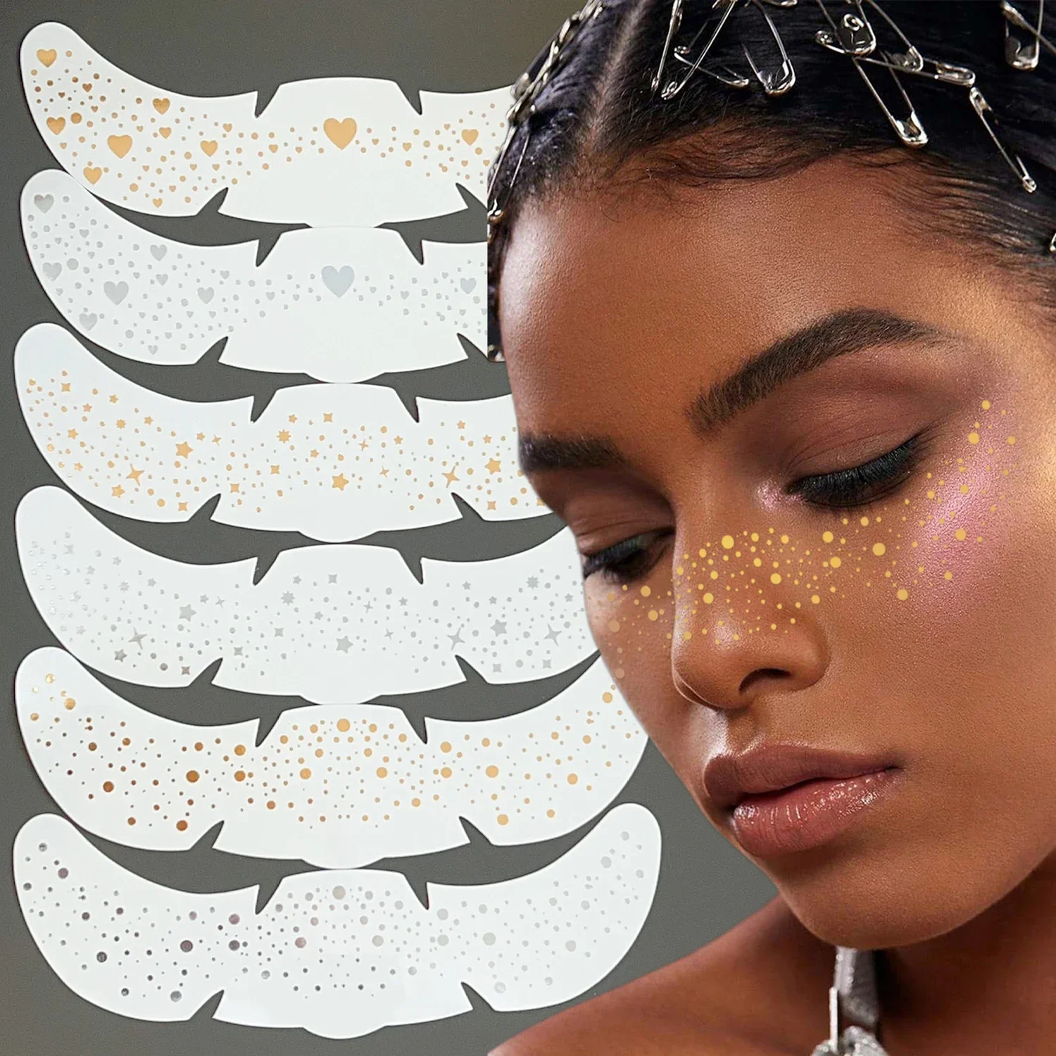 Waterproof Glitter Freckles Face Tattoo Sticker Lasting Sparkle Heart Star Temporary Tattoos Party Festival Women Makeup Decals