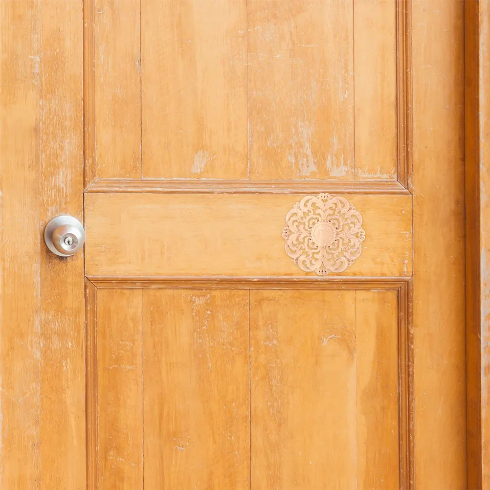 

Wood Carved Applique For Furniture Decoration Wooden Onlay Vintage Round Unpainted Cabinet Ornaments Background Wall