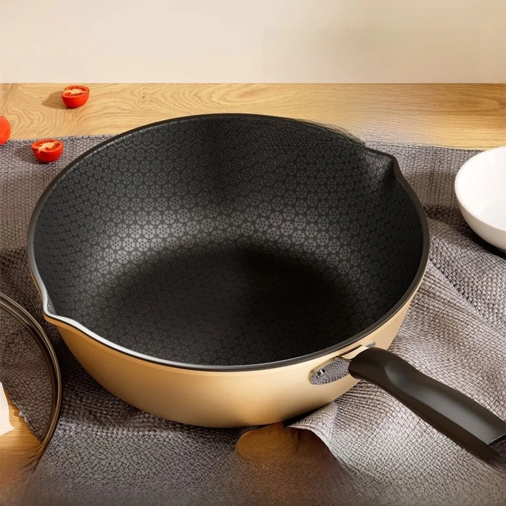 Cast Iron Wok with Functional Design Elements for Daily Cooking Includes Flat Bottom Support and Interior Optimization