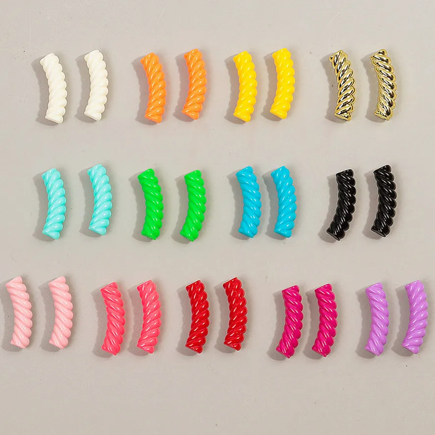 20pcs Acrylic Thin Bamboo Twist Curved Tube Loose Beads for Bracelet Necklace Earring Making DIY Jewelry Accessories Wholesale