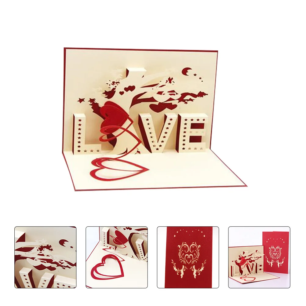 

1Pcs Love Tree Valentine's Day Card 3D Greeting Card DIY Blessing Message for Party Gift Valentine's Day Cards