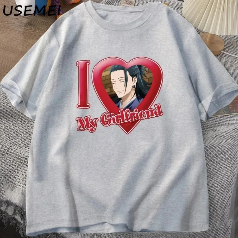 I Love My Girlfriend Geto Suguru T-shirt Valentine's Day Men Anime Funny Jujutsu Kaisen T Shirt Cotton Streewear Mens Clothes