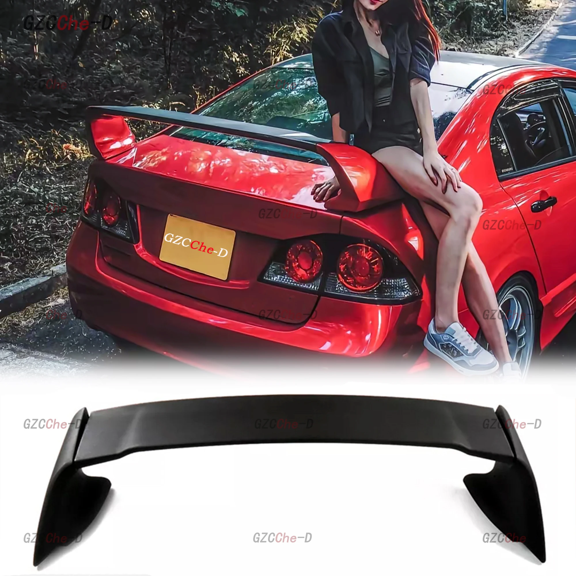 Suitable for Honda Civic FD2 8th generation 2005-2011 MUGEN rear spoiler ABS material luggage compartment diffuser rear wing