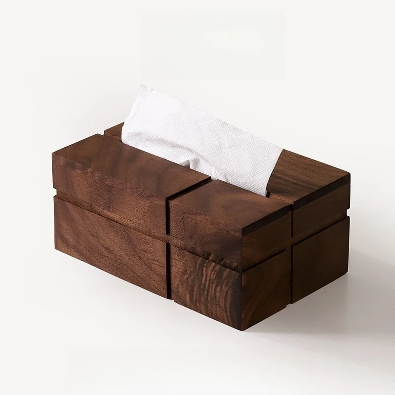 

desktop black walnut tissue box, living room solid wood paper box, household paper storage box