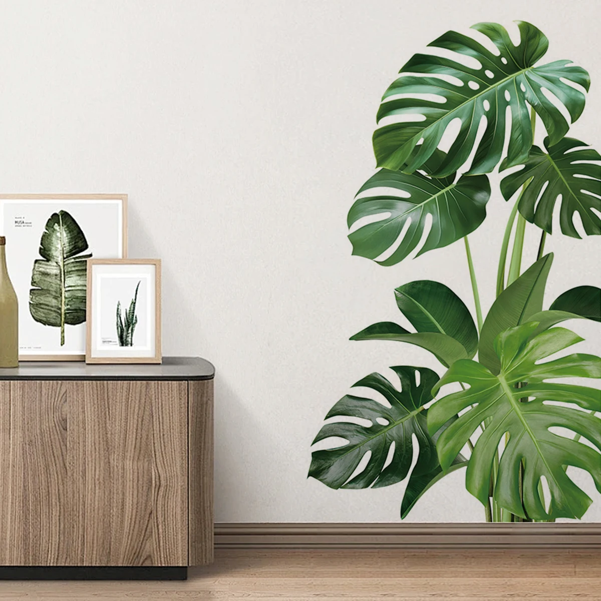 

Large Size Green Plant Wall Decal Sticker For Home Decoration Monster Leaf Design Easy To Apply And Remove Home Wall Art