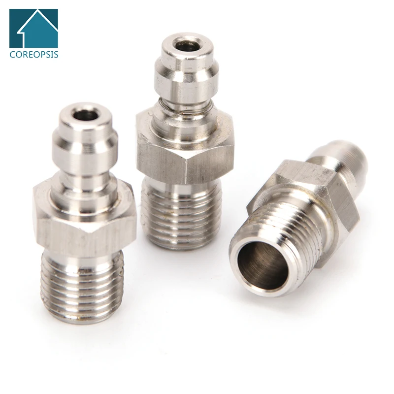 

3pcs Stainless Steel Quick Coupler M10x1 Thread 8MM Filling Head Plug Adapter Quick Connect Fittings Couplings Air Pumps Parts