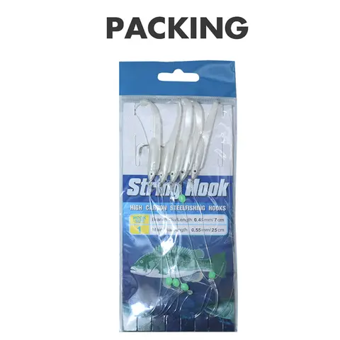 1 set kluster mjuka beten lysande ål sabiki riggar strängkrokar lockfiskar saury bläckfisk makrill scad saltvattensfiskeredskap 10 best sales makrillriggar - №5