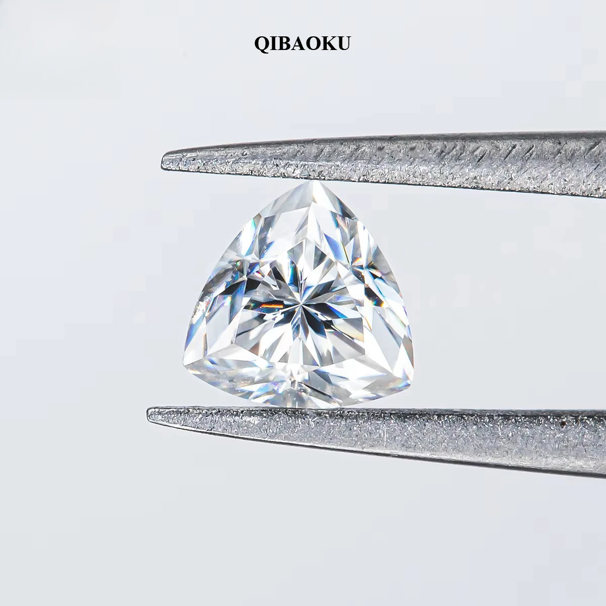 QIBAOKU 0.1ct-2ct Trillion Cut Loose Moissanite D Color VVS1 Certificate Factory Store Onlymoss Loose Moissanites Wholesale 2026