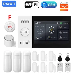 가정용 보안 경보 지지대, Wi-Fi GSM 경보 시스템, Tuya 앱 제어, Alexa Gautone과 함께 작동, 4.3 인치