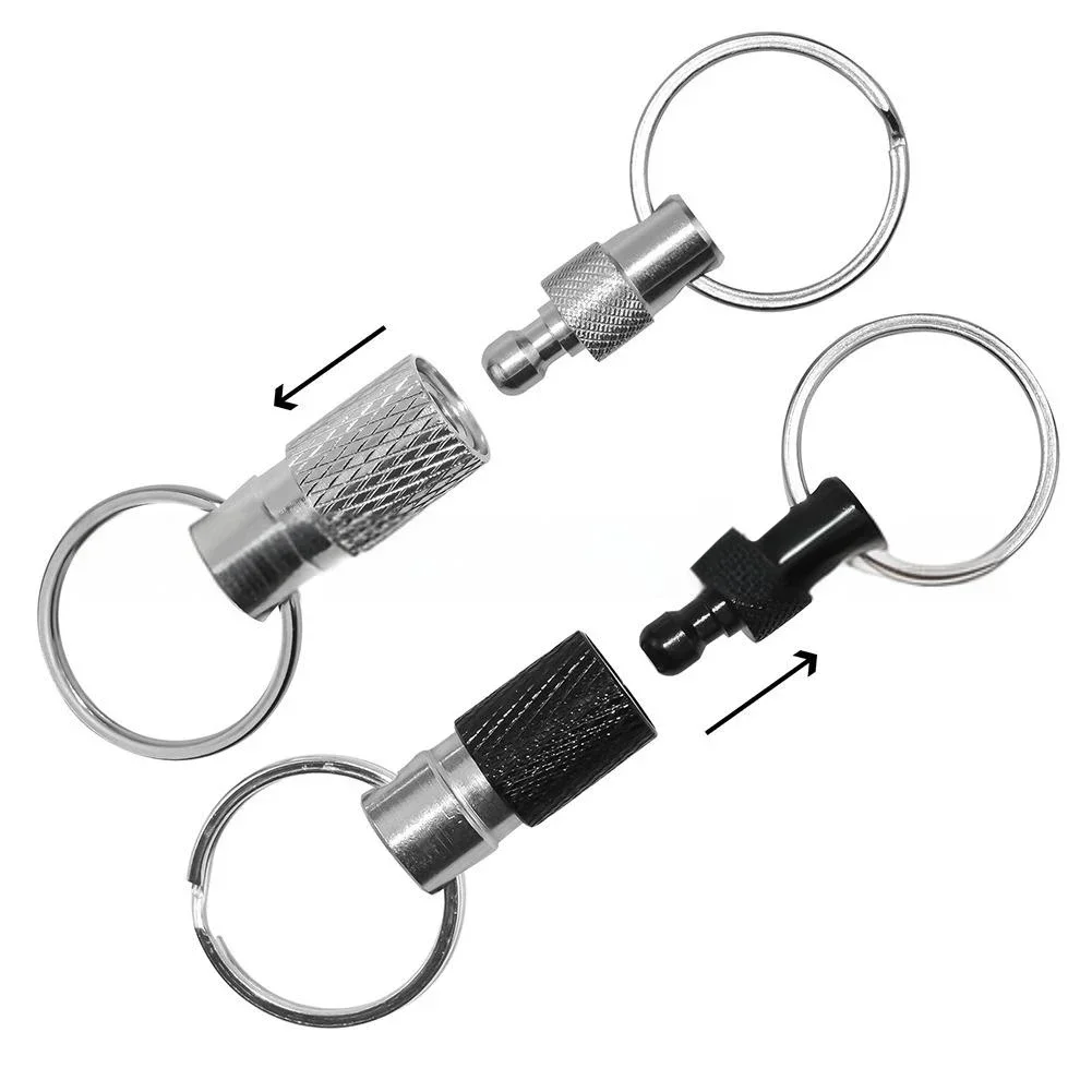 1pcs Portable Keychain With Detachable Quick Release Metal Key Ring 360° Rotation Dual Ring Buckle Hand Tools With 2 Split Rings