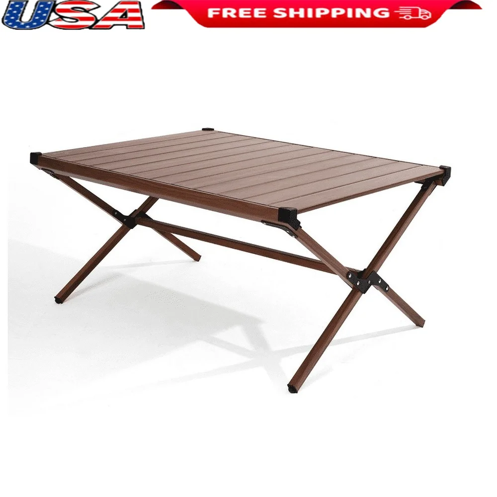 

Aluminum Roll Top Camping Table Portable Foldable Outdoor Lightweight Dining Table Carry Bag Perfect Camping Picnics Backyard