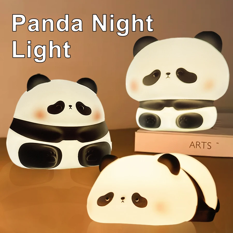 Panda Huahua TouTou USB Rechargeable Silicone Pat Lamp Creative For Children Birthday Gift Bedroom Bedside Sleep Night Light