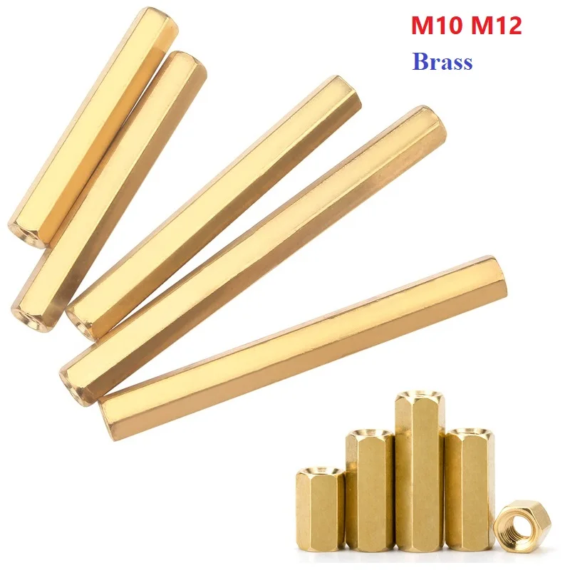 Hex Standoff Board Pillar Hexagon Thread PCB Motherboard Spacer Nut M10 M12 L=10-120mm Brass Hollow Column Double Pass Nuts