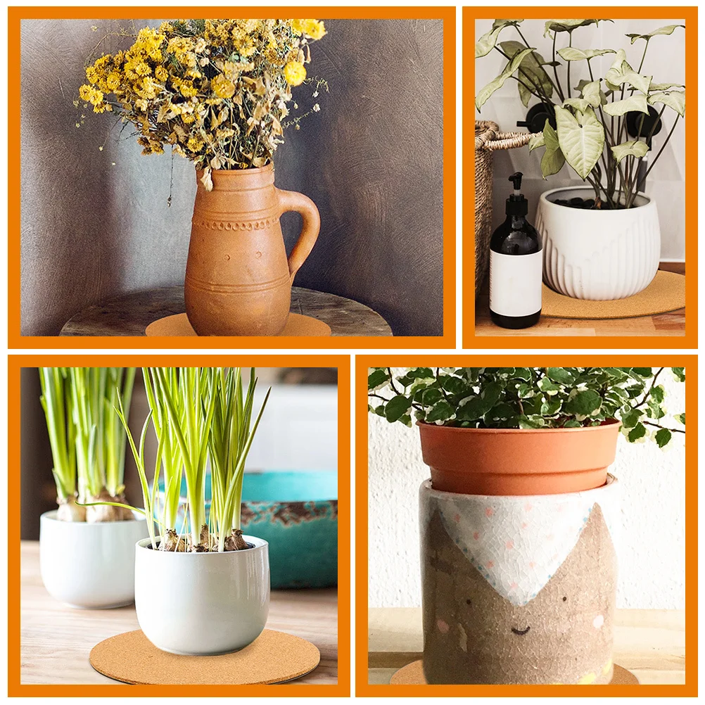 

8pcs Cork Plant Coasters Round Flowerpot Mats For Garden Pots Waterproof Non-Slip Diy Saucers Protection Floor Furniture
