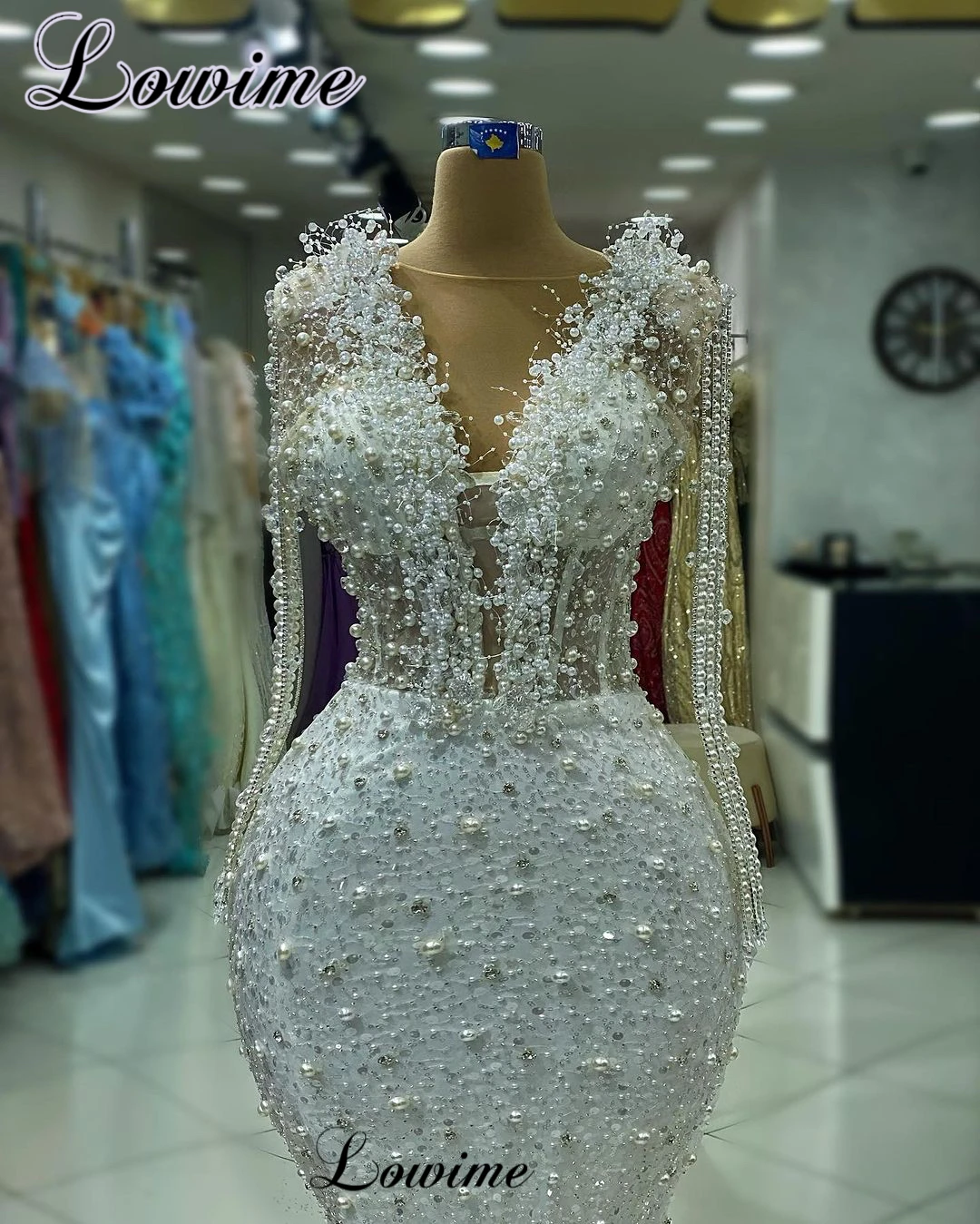 Vestidos De Noche blancos elegantes para mujer, vestidos De graduación De perlas sin mangas De sirena, vestidos De celebridades con cristales