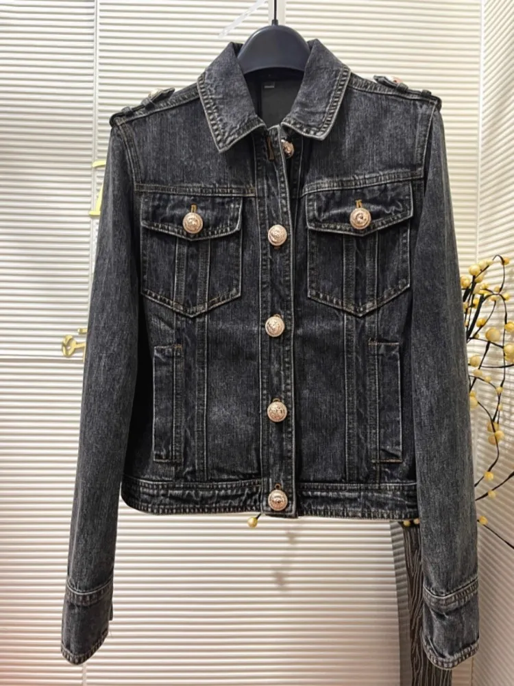 Autumn Fashion Women Single Breasted Denim Jacket Slim Fit Multi Pockets Coat Casual Streetwear Vintage Washed Jackets Female