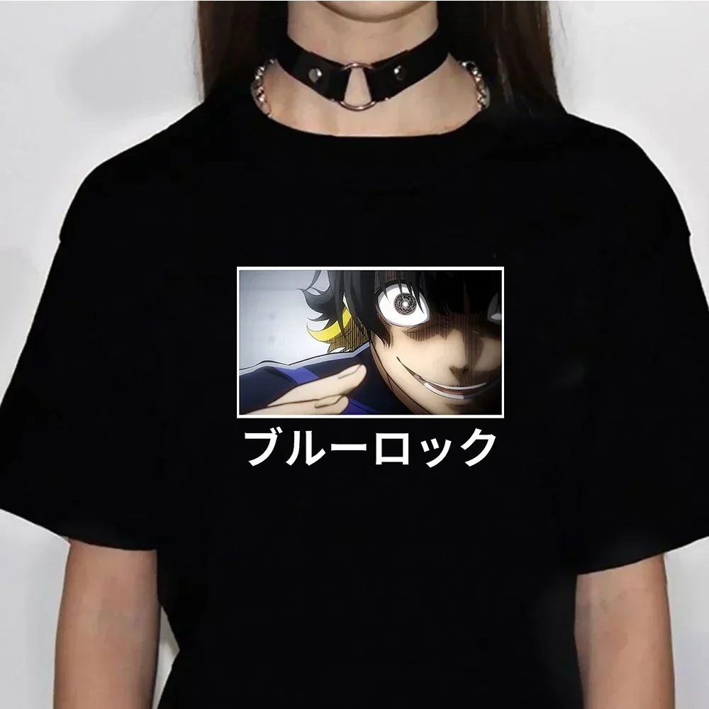 Anime Cartoon Women T-shirt Blue Lock Graphic Short Sleeve T Shirt Harajuku Streetwear Cute O-Neck Unisex Casual Y2k Clothes Top