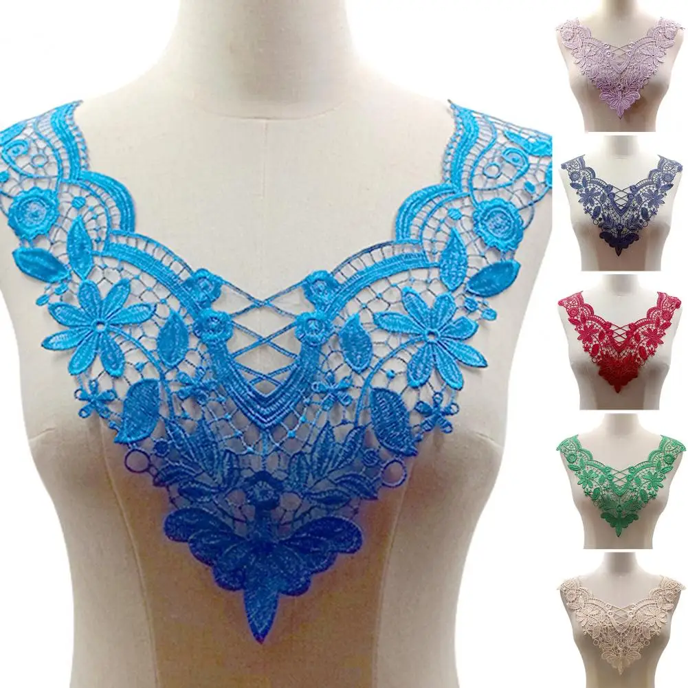 Soft Lace Neckline Embroidered Lace Collar for Diy Sewing Supplies Wedding Dress Hollow Out Lace Fabric for Women for Halloween