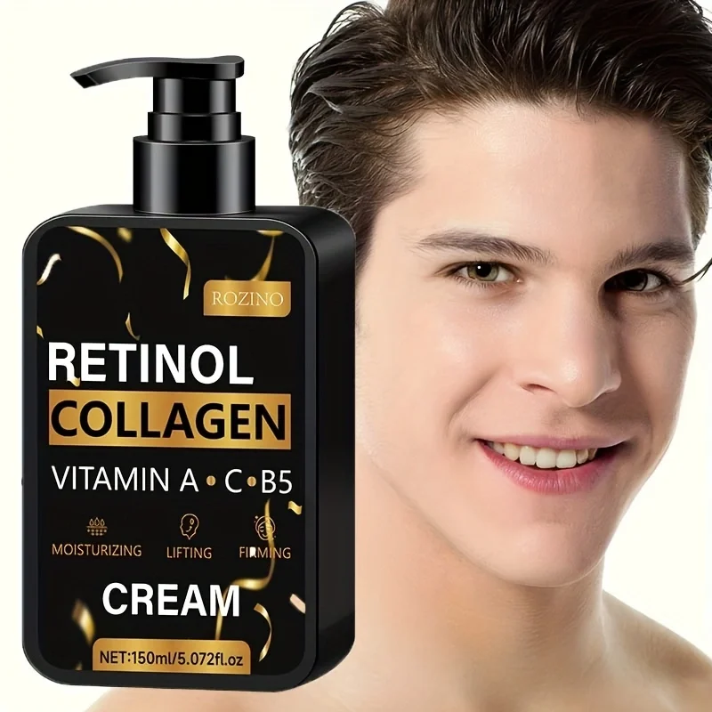 Retinol Collagen Face Cream with Vitamin C B5, Anti-Aging Skin Tightening Moisturizer for Wrinkles and Fine Lines, Firming Lifting Facial Lotion for Dull Skin, Summer Daily Hydrating Skin Care, Fast Absorbing Non-Greasy Formula, 150ml/5.072fl oz