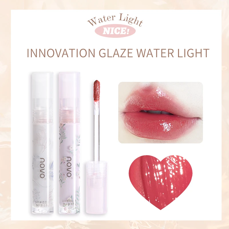 NOVO Clear Glass Mirror Lip Gloss, Moisturizing, Lightweight, Non Sticky, Light Makeup For Brightening And Portable Lip Makeup