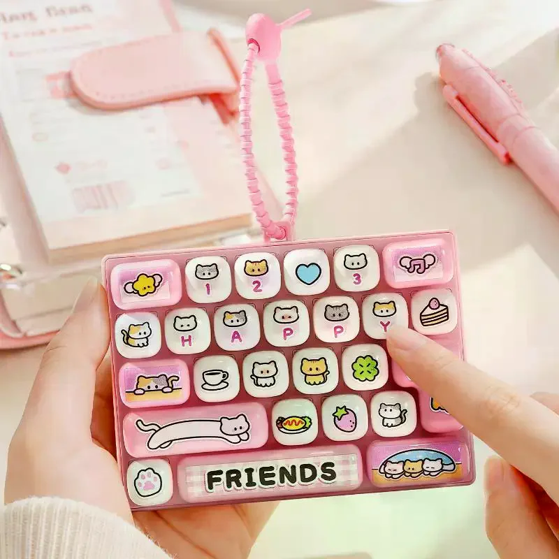 26 Keys Keyboard Shaped Fidget Toy Cartoon Stress Relief Decompression Bag Pendant Creative Decorative Gift
