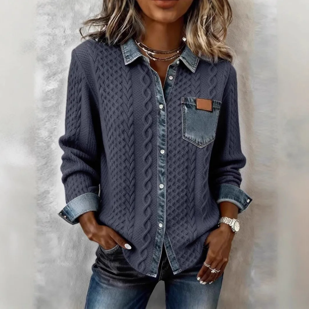 여성 의류 가을 긴 소매 라펠 패치워크 가을 겨울 다용도 가디건 재킷 여성용 신상 패션 재킷