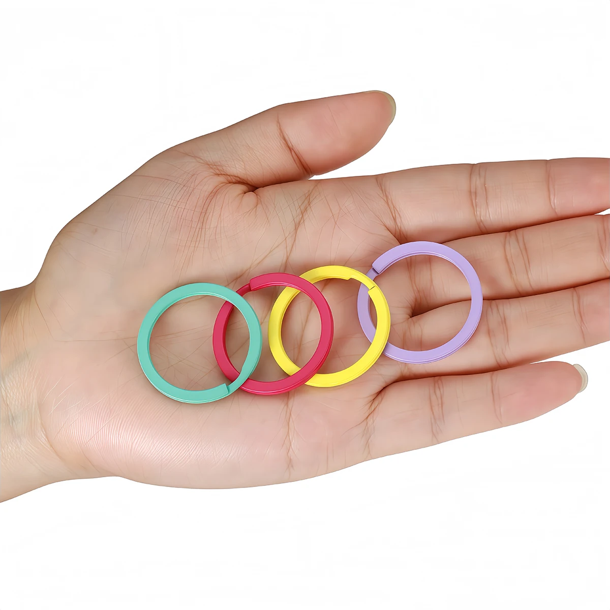 5/10 Stück Metall-Schlüsselanhänger, bunte Schlüsselringe, 25/30 mm, runde, flache Schlüsselringe für DIY-Schmuckherstellungszubehör – Detail 6