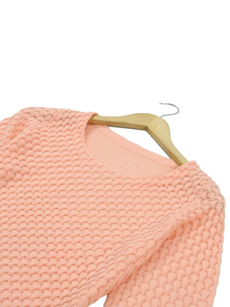 

Comfortable Spring Autumn Women's Knitted Wool Long Sve Hollow out Slim Fit ort Sweater round Ne Commute Sle Regular...