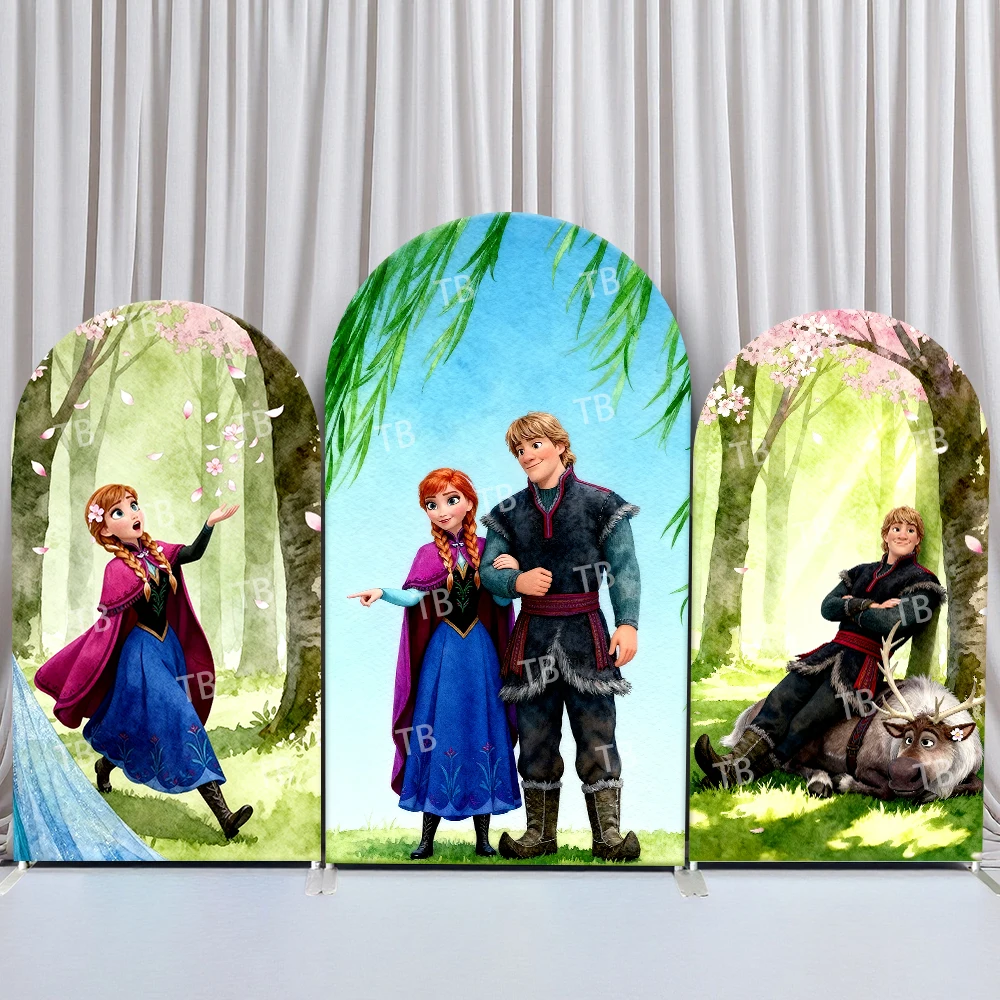 

TB Frozen Arch Backdrop Cover Spring Forest Watercolor Theme with Anna Decor for Kids Birthday & Baby Shower Photo Booth