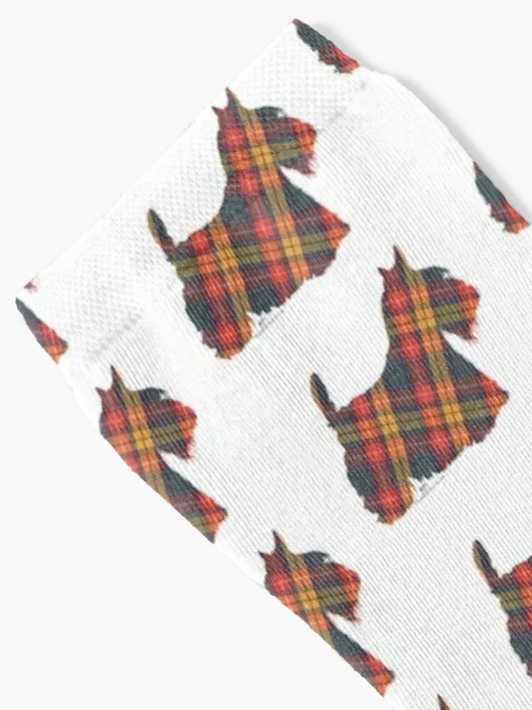 Scottish Terrier Silhouette Buchanan Tartan Socks luxury winter basketball Male Socks Women\'s