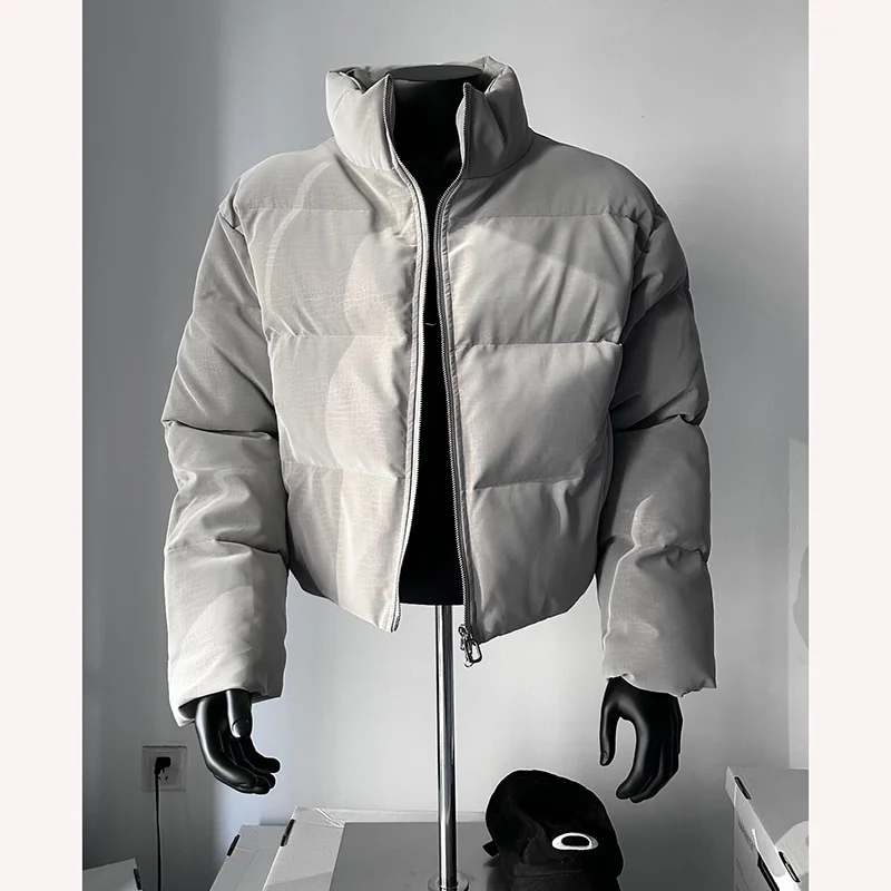 

ay Suede Stand Collar down Cotton Jaet Men's Autumn Winter Thi Warm Sli Cotton Coat Outerwear Polyester Fiber