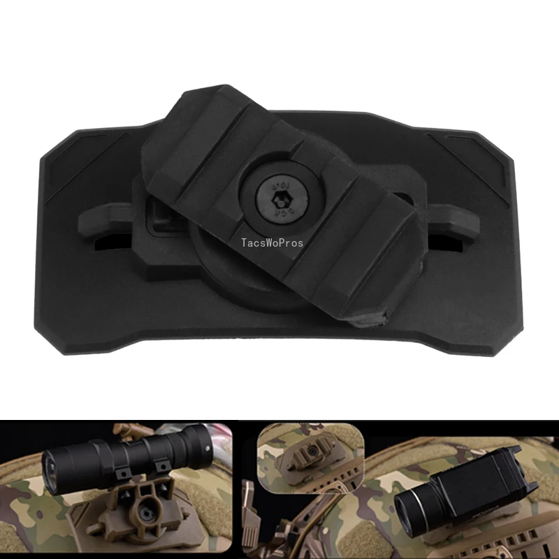 Tactica Helmet Mounting Bracket Hunting Helmets Flashlight Holder 360 Degrees Rotation Universal Helmet Base with Hook and Loop