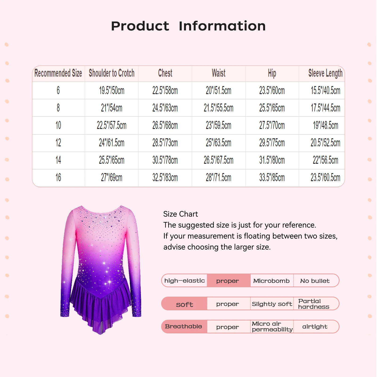 Artistic Figure Skating Performance Peplum Leotard Dresses Kids Girls Acrobatics Gymnastics Rhinestones Ballet Lyrical Dancewear