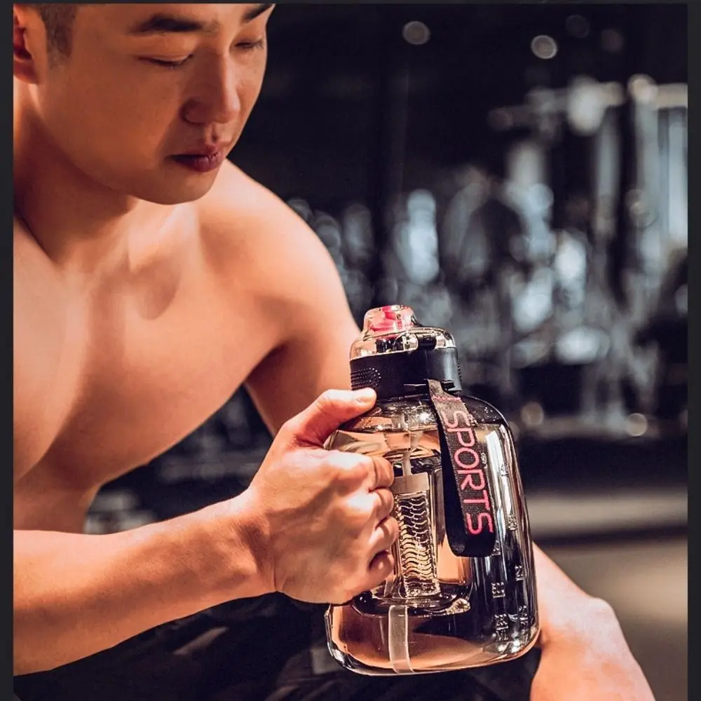 

1.7L 2.7L 4L 5L Straw Water Bottle with Straw Tea Separation Fitness Bucket BPA FREE Large Capacity Sports Kettle Cycling