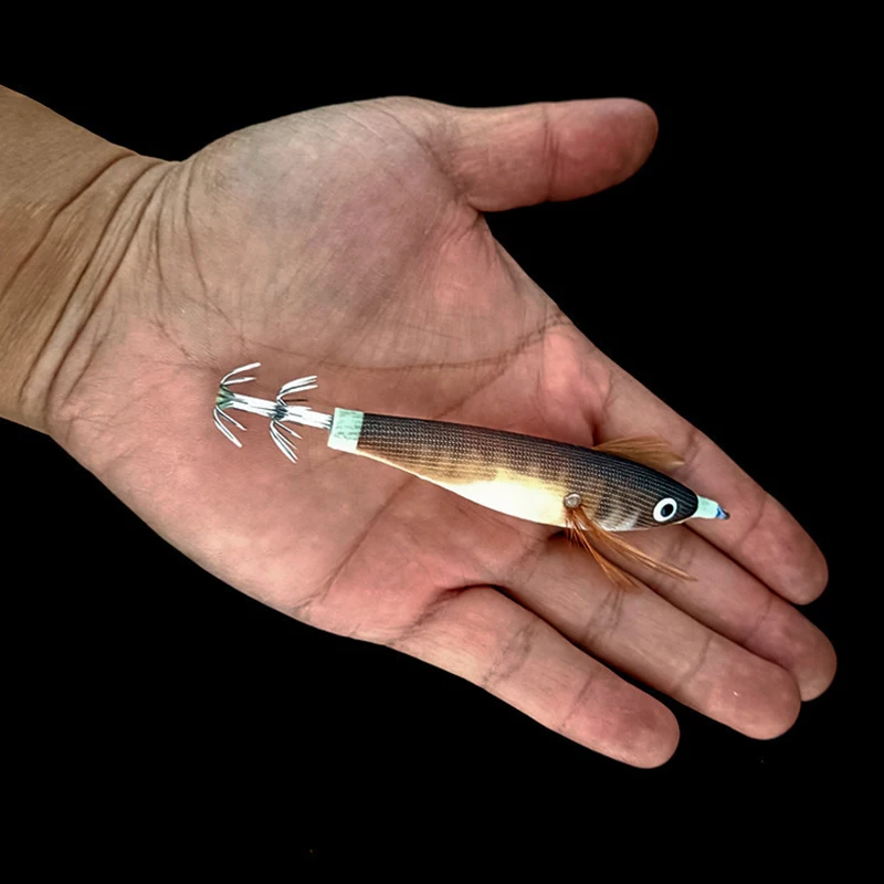 إغراء الخشب الروبيان الحبار هوك مضيئة الخرز محاكاة دعوى جولة البطن الأسماك الخشب الروبيان إغراء 10 قطع صندوق