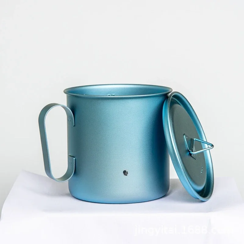 

Outdoor pure titanium water cup coffee cup fixed handle camping travel office titanium alloy titanium cup