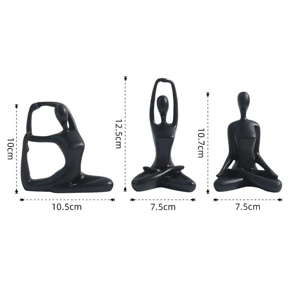 Yoga For Action Sculptures Set of 3 Resin Statues Featuring Women Poses for Unique Home Decor for Office and Living Room