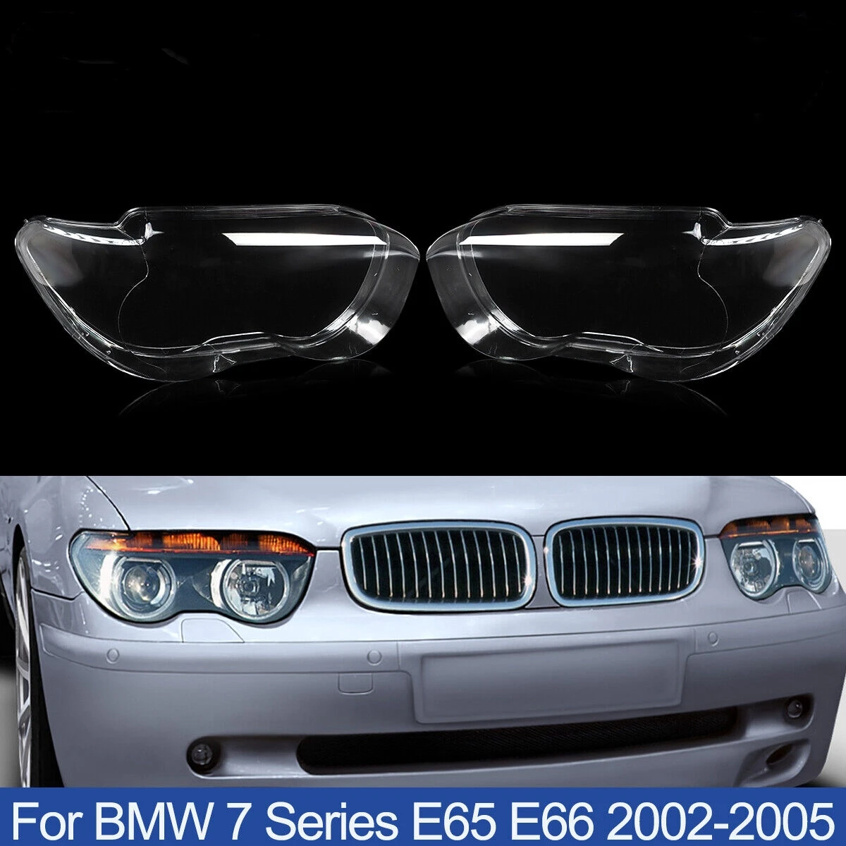

Pop Pop Car Headlight Lens Cover For BMW E65 E66 E67 7-Series 730 735 760 2001-2005 Headlamp Shell Transparent Lampshade