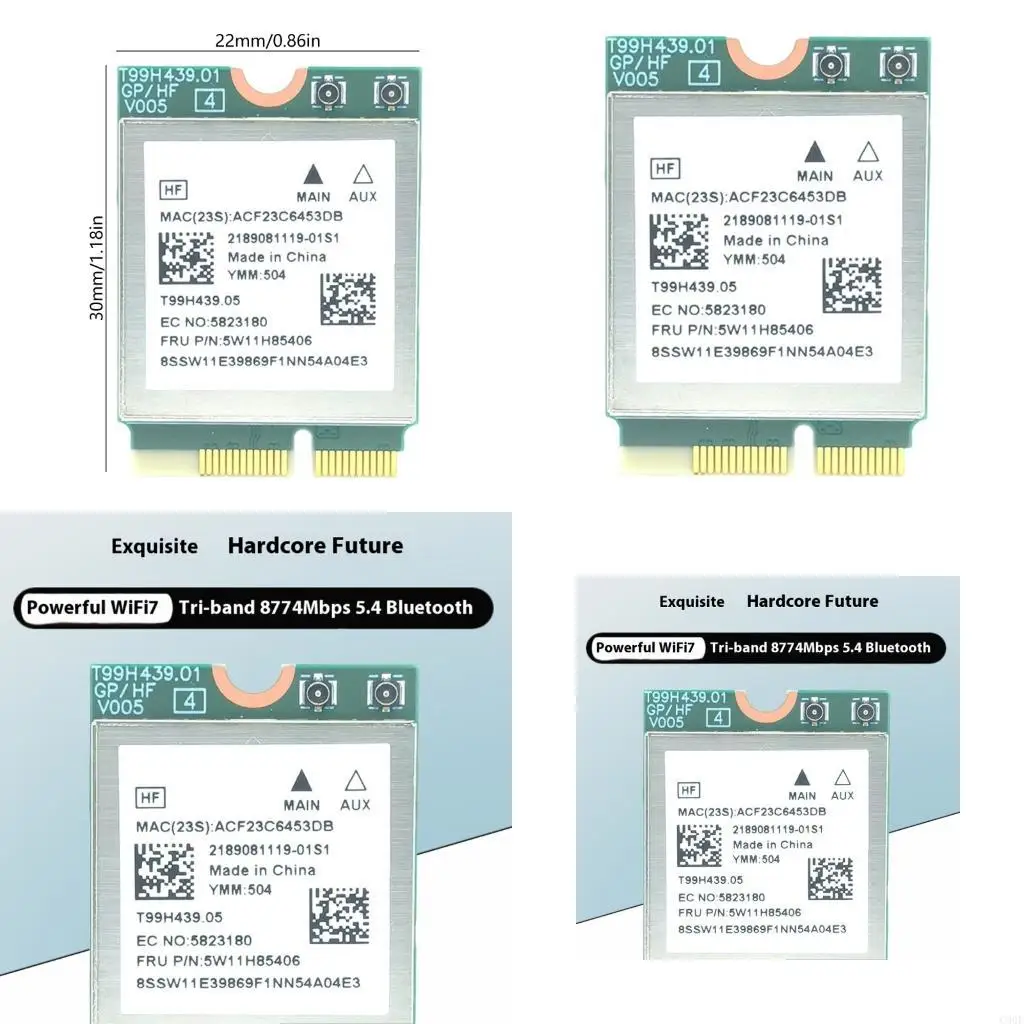 

C90F Cutting Edges MT7927 WiFi7 Wireless Adapters NGFFs M.2 Interfaces 320MHz Bandwidth 6GHz Channel 8774Mbps Metal Body