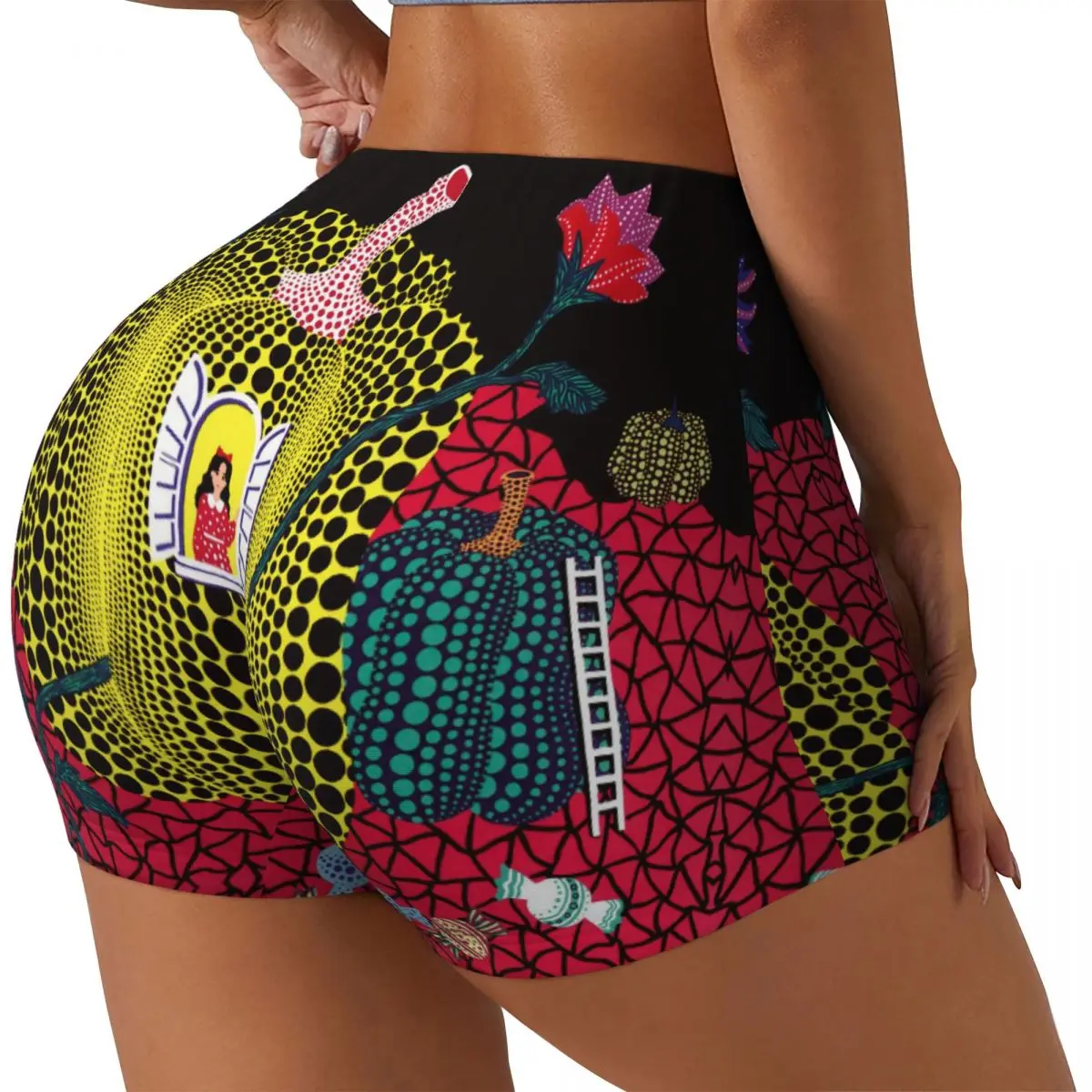 

Yayoi Kusama Pumpkin Art Workout Shorts for Women Scrunch Butt Lifting Yoga Fitness Abstract Dots Booty Athletic Shorts