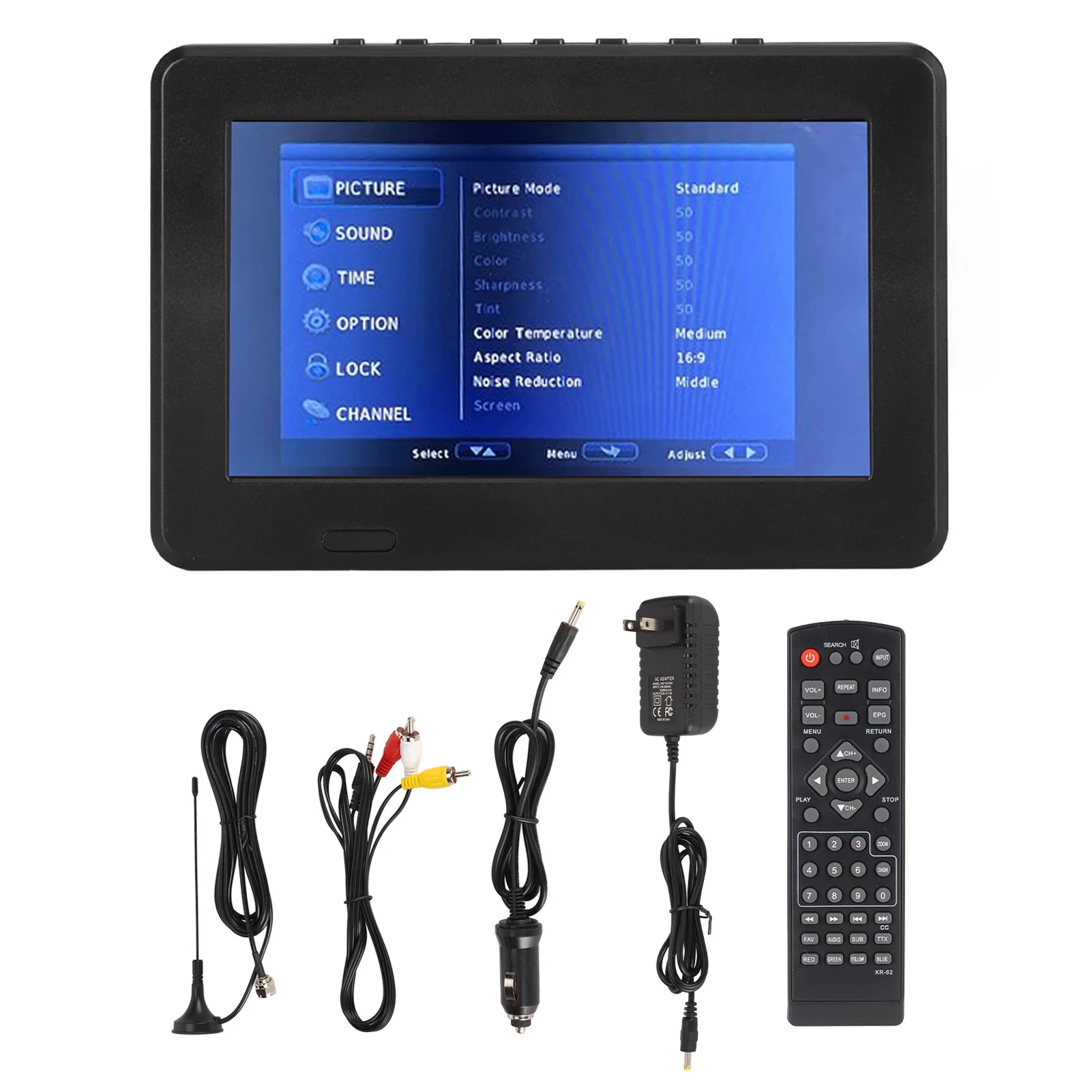 Portable LED Digital TV Portable Digital TV 7 Inch ATSC USB Storage Card TV Function Rechargeable 1080P LED Digital Television