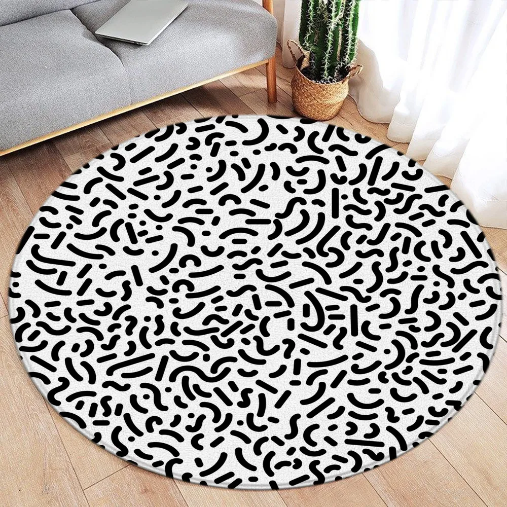 Colored Spot Round Rug Watercolor Dot Art Aesthetic Round Carpet Modern Abstract Home Carpet Decor Flannel Round Area Rug