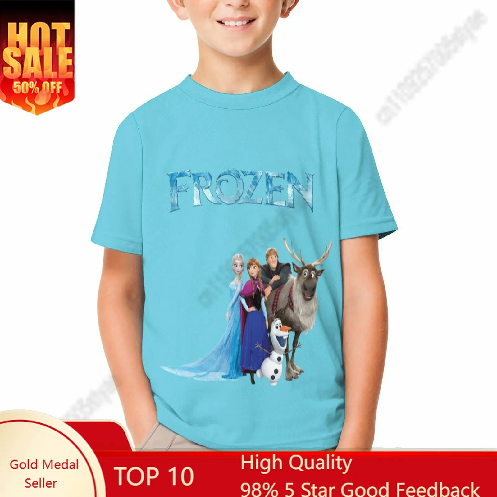 

Frozen T Shirt Boy Girl Short Sleeve Print Fashionable Cute Casual Cotton TShirt Comfortable Crew Neck Children Child Tee